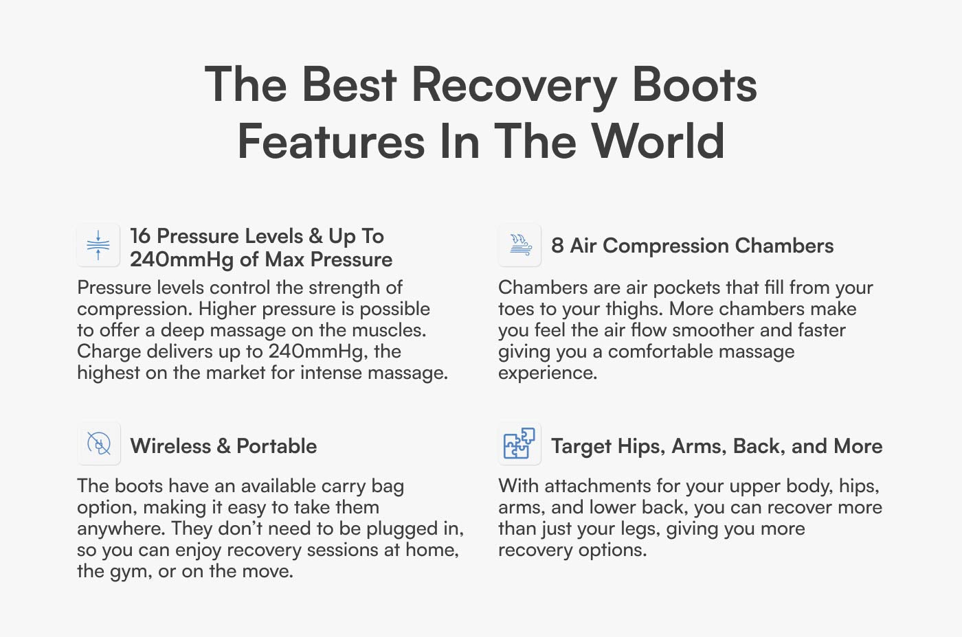 Aerify Charge compression boots controller and boot attachment view.