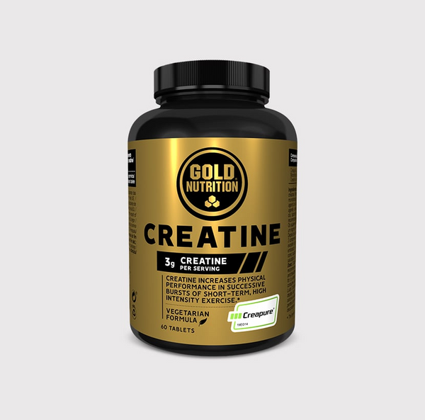 GoldNutrition Creatine supplement container with tablets.