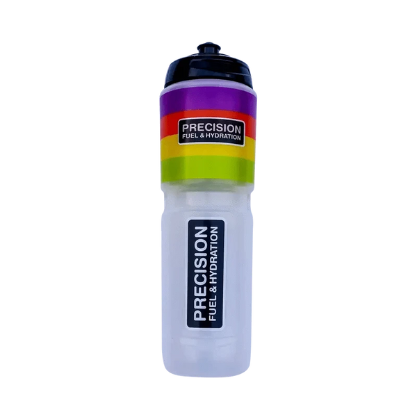 Precision Fuel & Hydration 1L PF&H Bottles, clear plastic water bottles with screw caps, designed for hydration.
