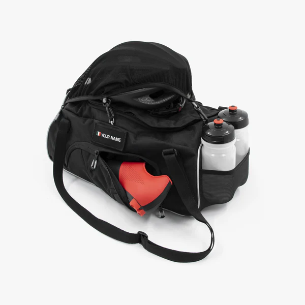 Scicon 25L travel duffel bag with durable fabric, adjustable shoulder strap, and multiple compartments for convenient travel storage.