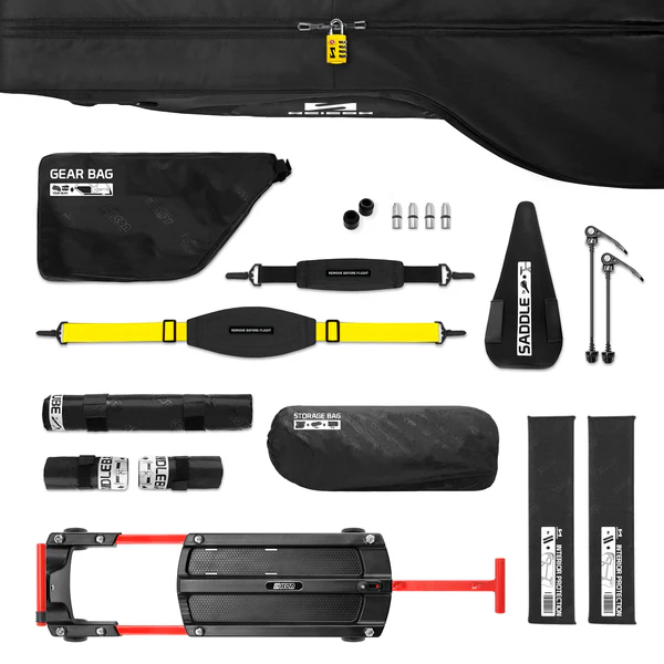 Scicon Aerocomfort 3.0 road bike travel bag with padded interior and sturdy handles for secure transportation of bikes.