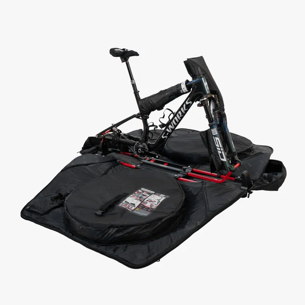 Scicon Aerocomfort MTB bike travel bag with padded exterior and secure straps for easy transport of mountain bikes.