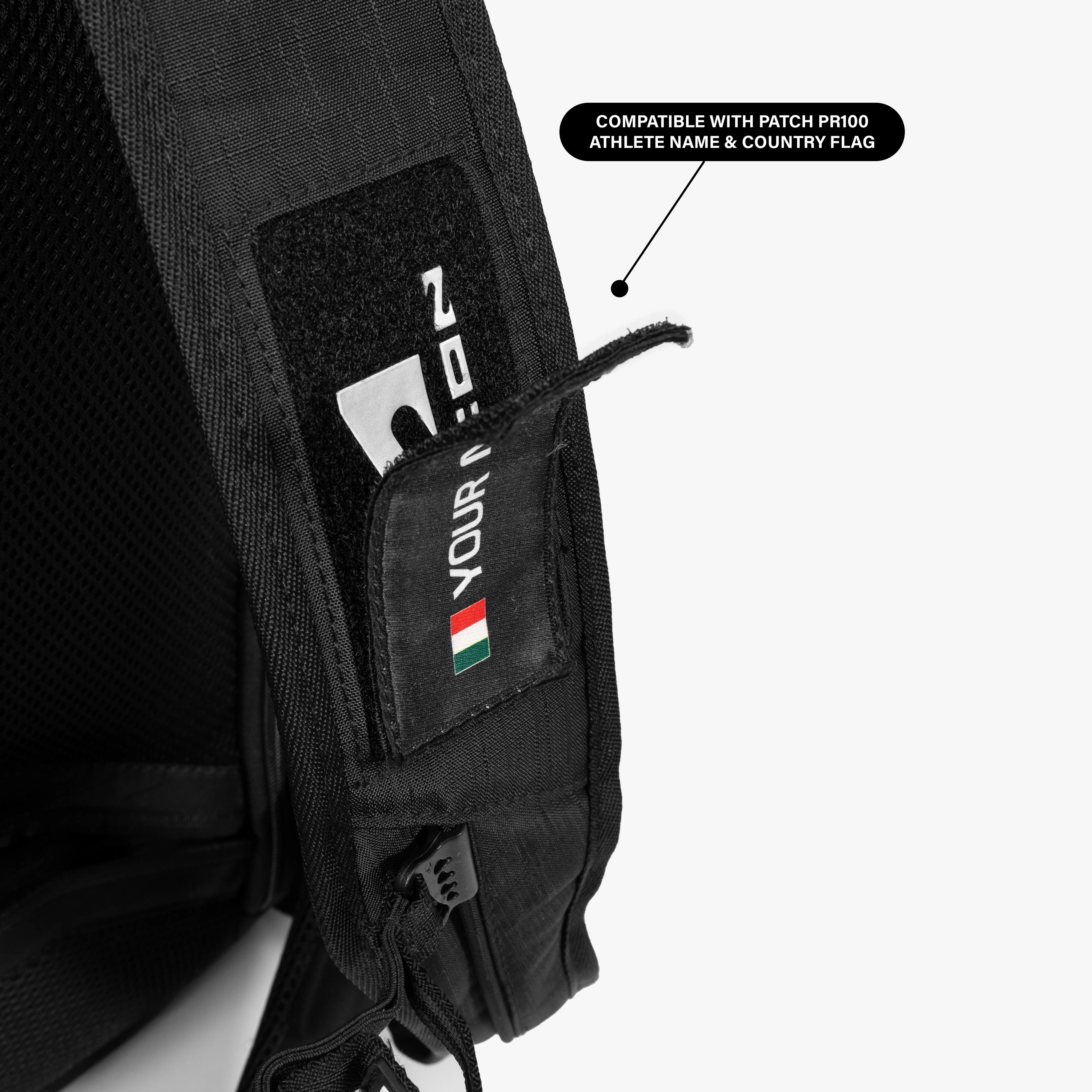 Scicon Podium Compact Sports Backpack 55L, black with multiple compartments and padded straps for hiking and athletic activities.