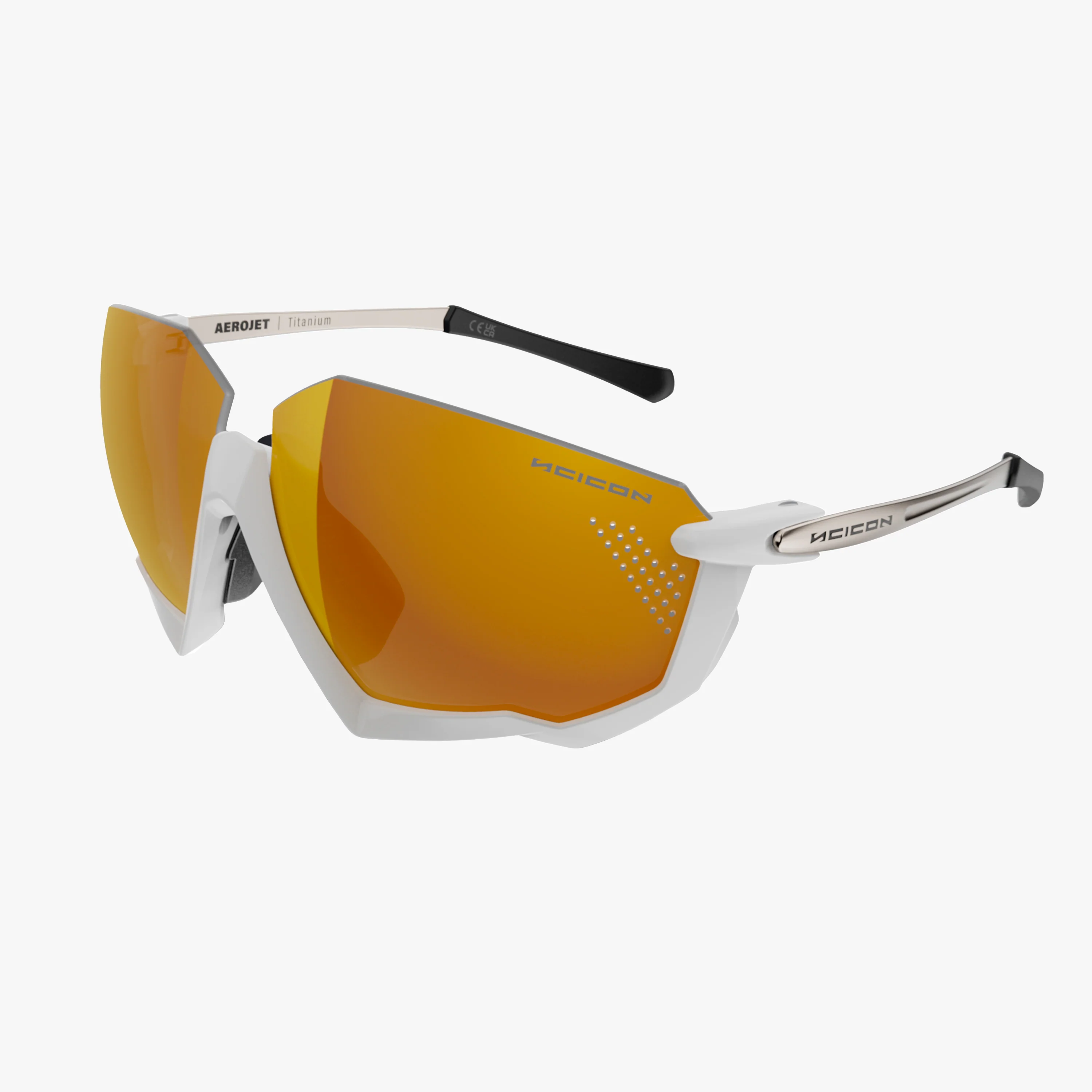 Scicon Aerojet Titanium eyewear with lightweight aerospace titanium frames in yellow fluo and blue mirror lenses.